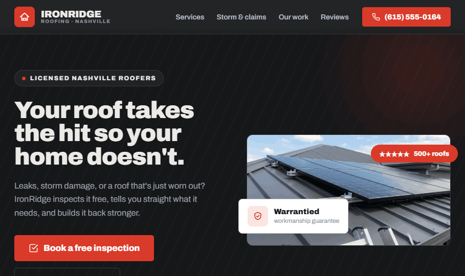IronRidge Roofing demo site