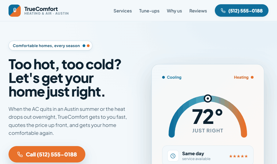 TrueComfort HVAC demo site